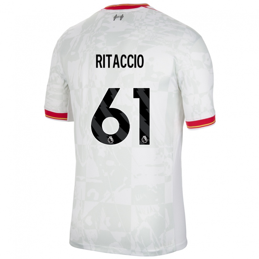 Kandiny Kinderen Matteo Ritaccio #61 Wit Rood Zwart Thuisshirt Derde Tenue 2024/25 T-Shirt