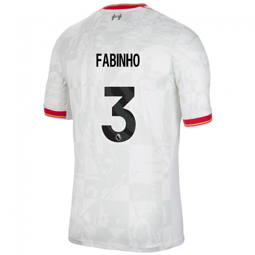 Kandiny Bambino Maglia Fabinho #3 Bianco Rosso Nero Kit Gara Third 2024/25 Maglietta