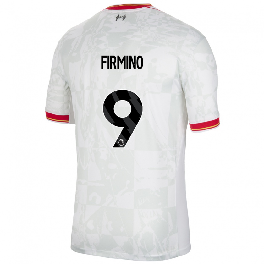 Kandiny Niño Camiseta Roberto Firmino #9 Blanco Rojo Negro Equipación Tercera 2024/25 La Camisa