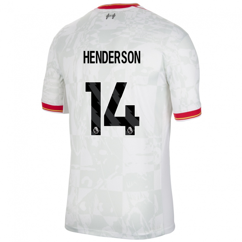 Kandiny Niño Camiseta Henderson #14 Blanco Rojo Negro Equipación Tercera 2024/25 La Camisa