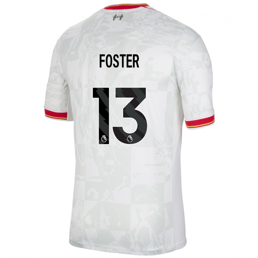 Kandiny Bambino Maglia Rylee Foster #13 Bianco Rosso Nero Kit Gara Third 2024/25 Maglietta