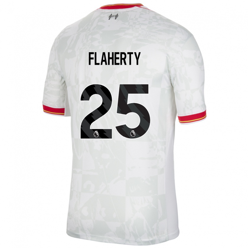 Kandiny Niño Camiseta Gilly Flaherty #25 Blanco Rojo Negro Equipación Tercera 2024/25 La Camisa