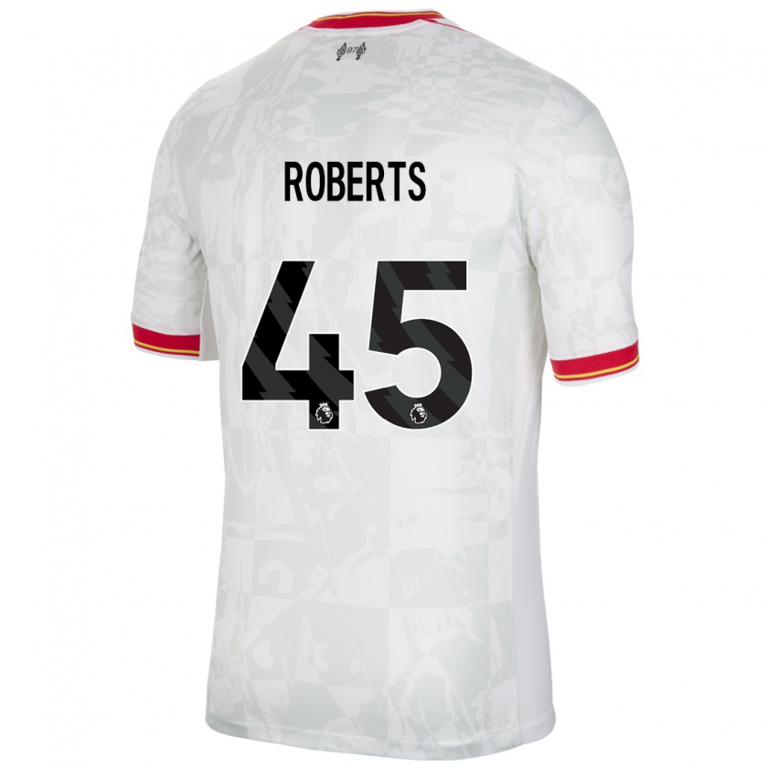 Kandiny Niño Camiseta Iwan Roberts #45 Blanco Rojo Negro Equipación Tercera 2024/25 La Camisa