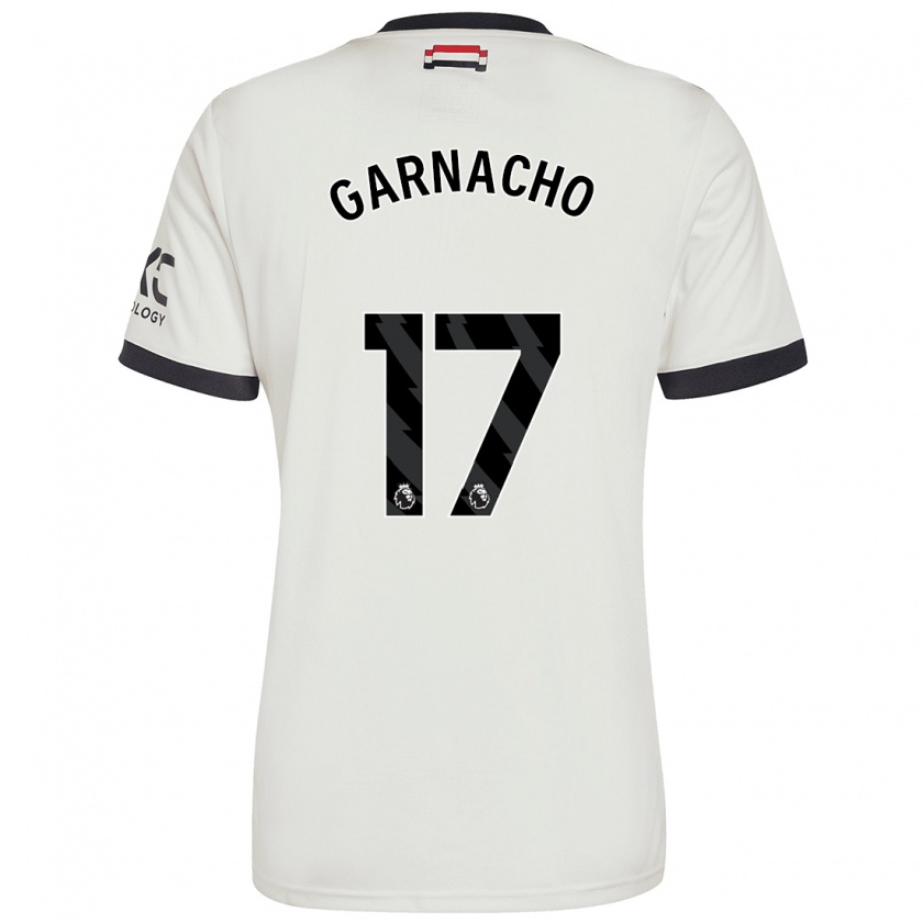 Kandiny Bambino Maglia Alejandro Garnacho #17 Bianco Sporco Kit Gara Third 2024/25 Maglietta