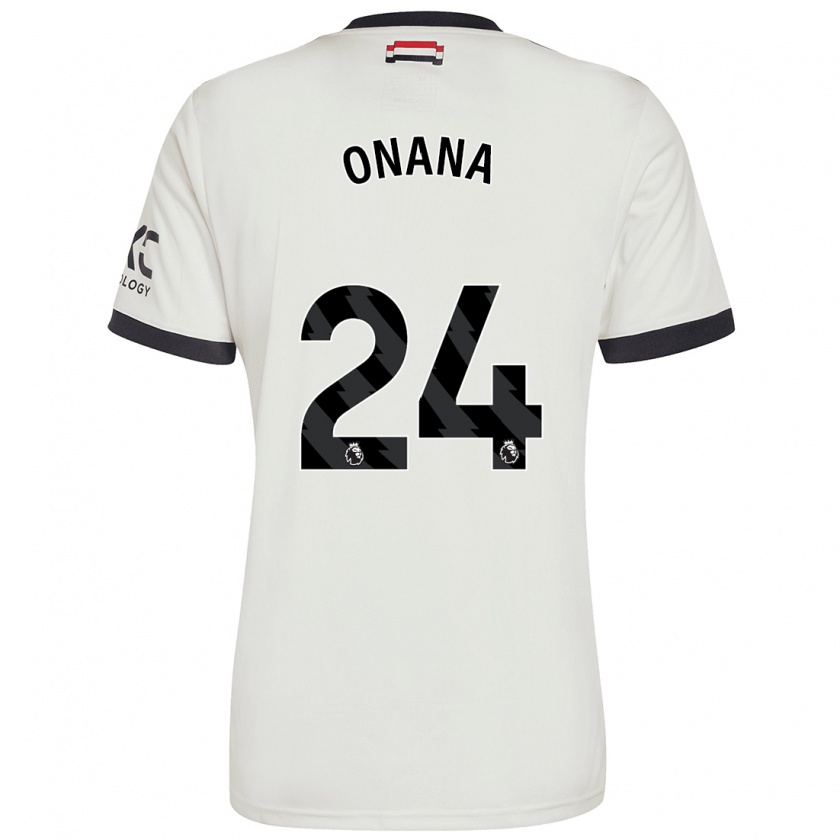 Kandiny Bambino Maglia André Onana #24 Bianco Sporco Kit Gara Third 2024/25 Maglietta