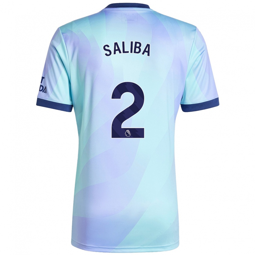 Kandiny Kinderen William Saliba #2 Aqua Thuisshirt Derde Tenue 2024/25 T-Shirt