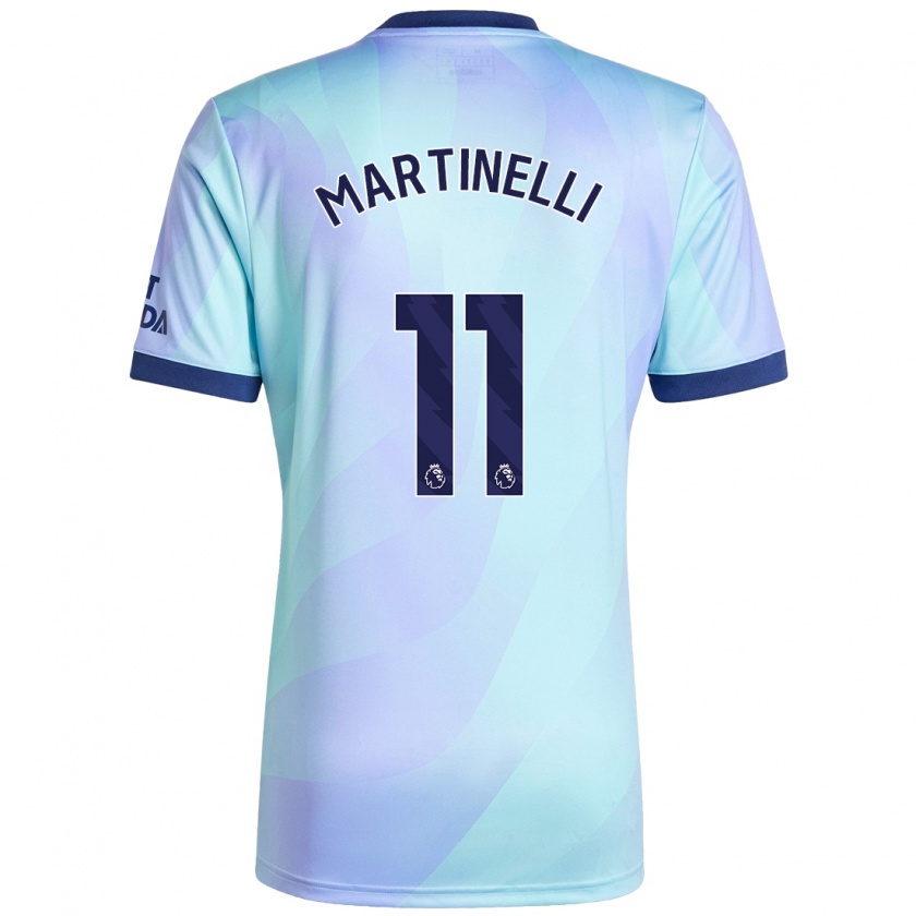 Kandiny Kinderen Gabriel Martinelli #11 Aqua Thuisshirt Derde Tenue 2024/25 T-Shirt