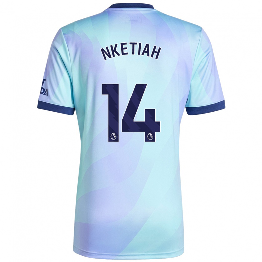 Kandiny Kinder Eddie Nketiah #14 Aquamarin Ausweichtrikot Trikot 2024/25 T-Shirt Österreich