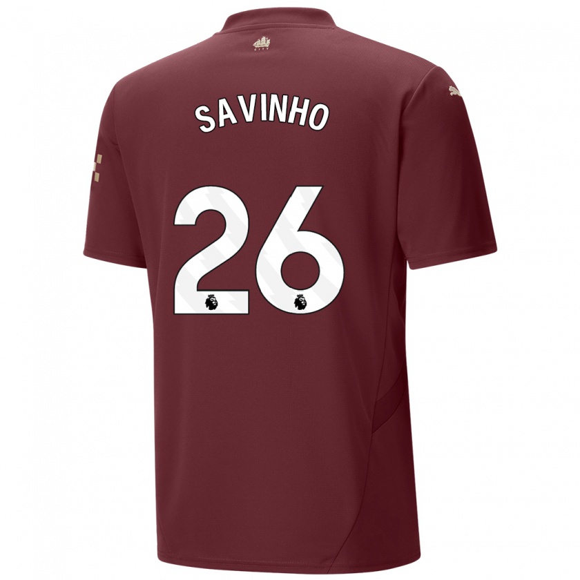 Kandiny Kinderen Savinho #26 Kastanjebruin Thuisshirt Derde Tenue 2024/25 T-Shirt België