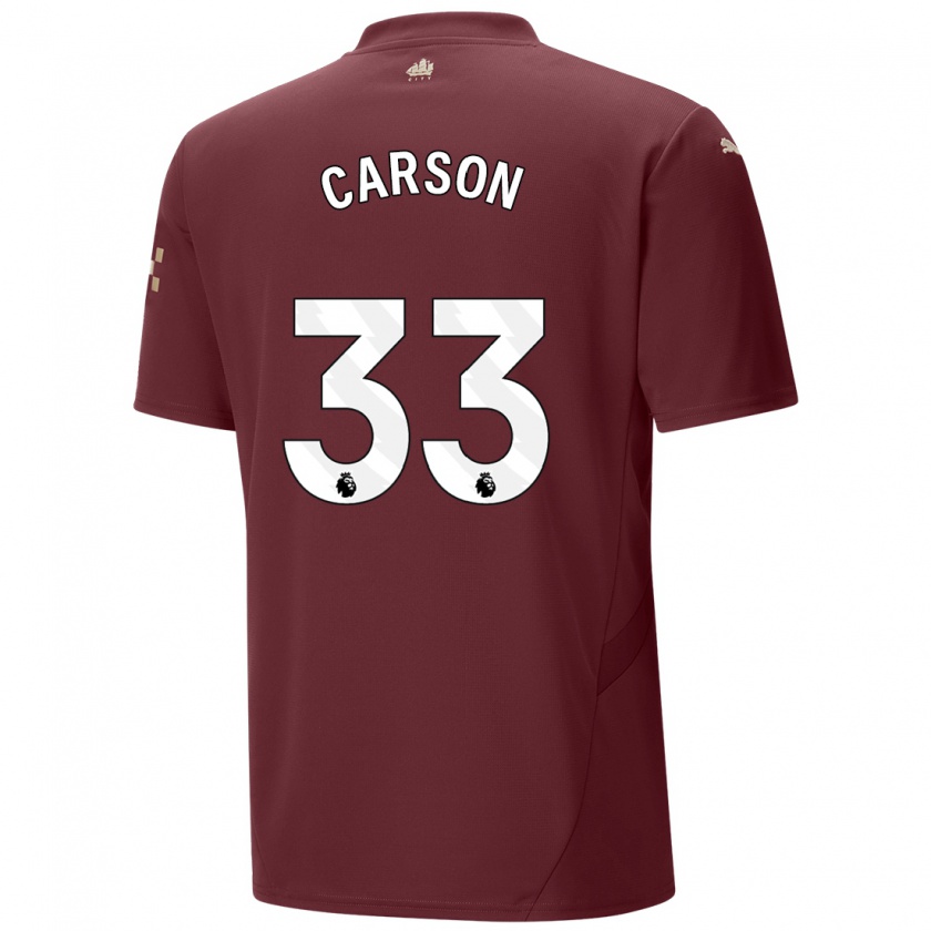 Kandiny Kinderen Scott Carson #33 Kastanjebruin Thuisshirt Derde Tenue 2024/25 T-Shirt