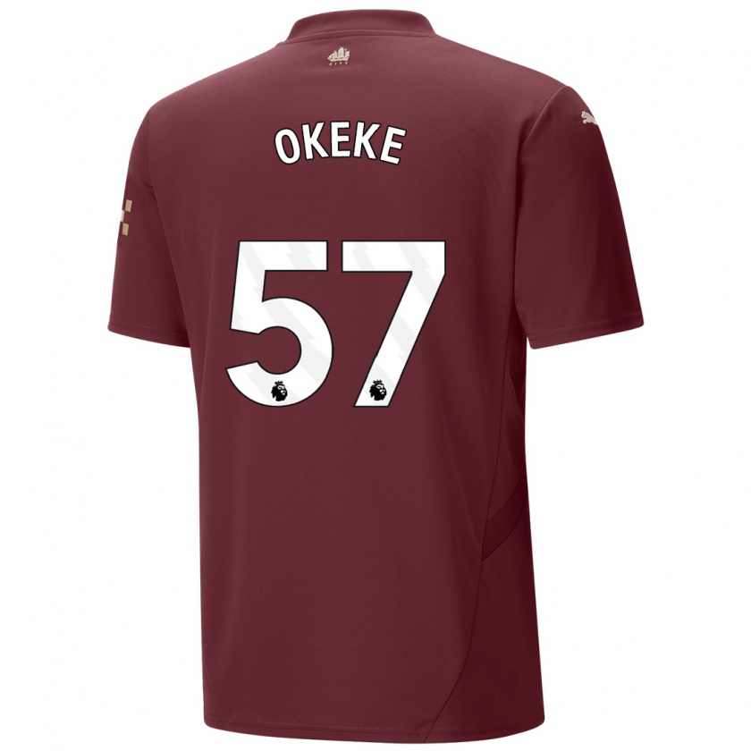 Kandiny Kinderen Michael Okeke #57 Kastanjebruin Thuisshirt Derde Tenue 2024/25 T-Shirt