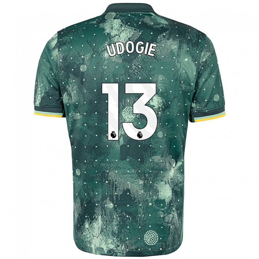 Kandiny Kinderen Destiny Udogie #13 Muntgroen Thuisshirt Derde Tenue 2024/25 T-Shirt