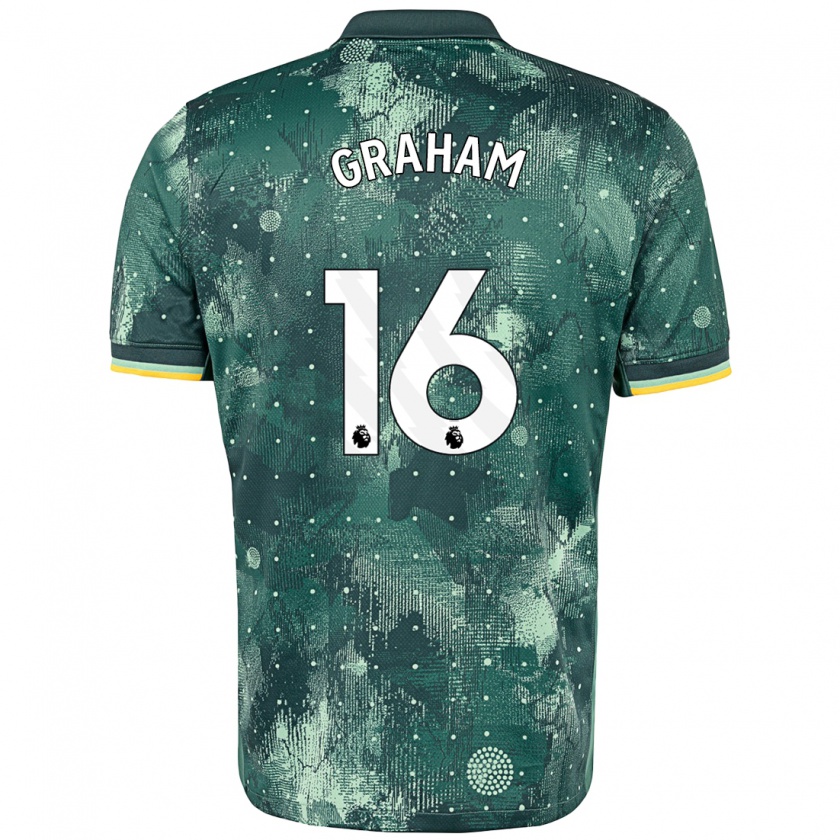 Kandiny Kinderen Kit Graham #16 Muntgroen Thuisshirt Derde Tenue 2024/25 T-Shirt