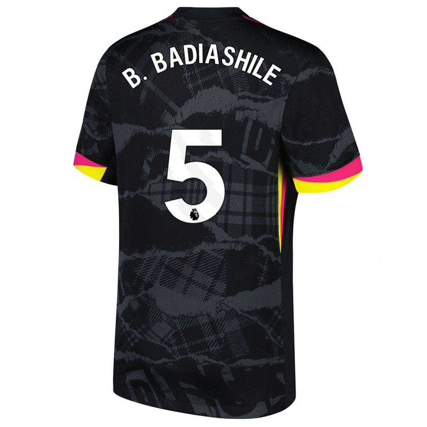 Kandiny Kinderen Benoît Badiashile #5 Zwartroze Thuisshirt Derde Tenue 2024/25 T-Shirt