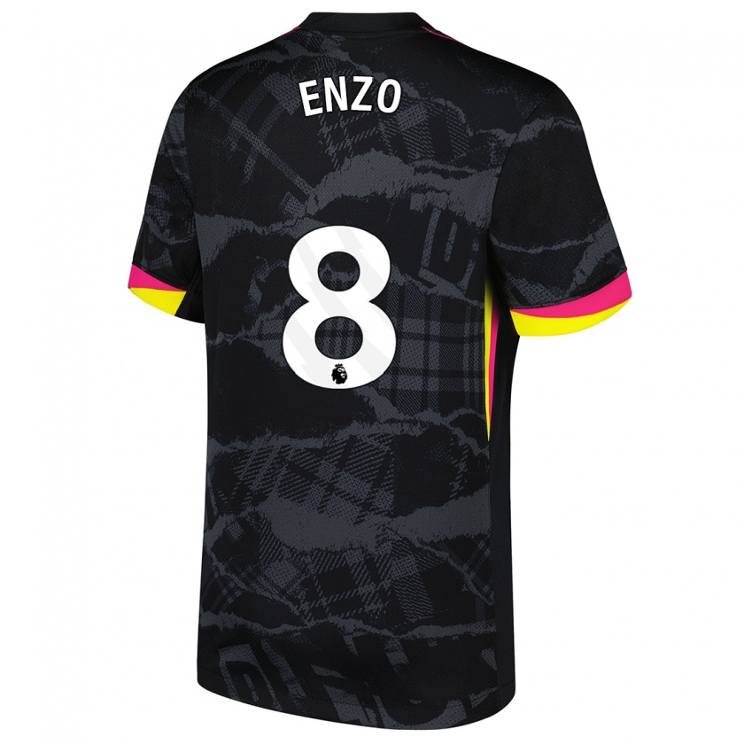 Kandiny Kinder Enzo Fernández #8 Schwarz Rosa Ausweichtrikot Trikot 2024/25 T-Shirt Österreich