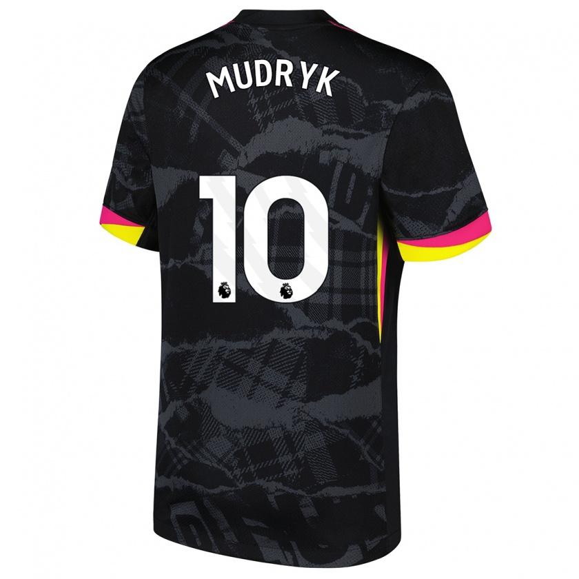 Kandiny Kinderen Mykhaylo Mudryk #10 Zwartroze Thuisshirt Derde Tenue 2024/25 T-Shirt