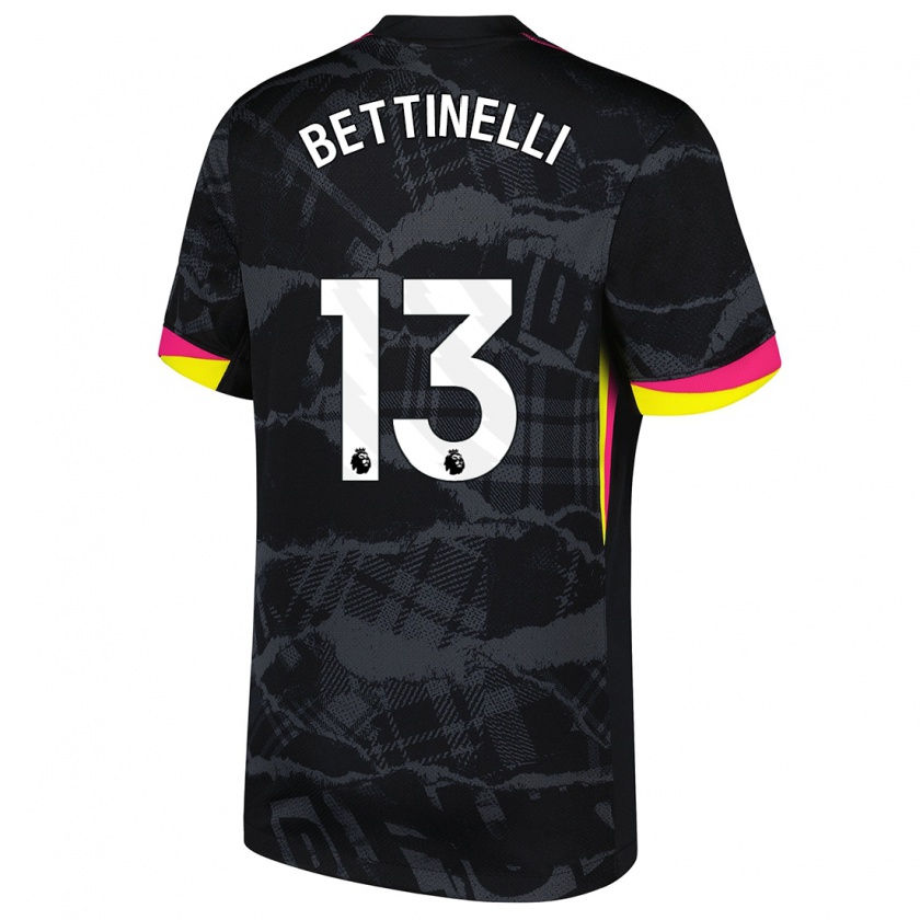 Kandiny Niño Camiseta Marcus Bettinelli #13 Negro Rosa Equipación Tercera 2024/25 La Camisa