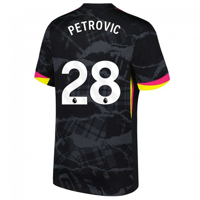 Kandiny Criança Camisola Djordje Petrovic #28 Rosa Preto Terceiro 2024/25 Camisa Brasil