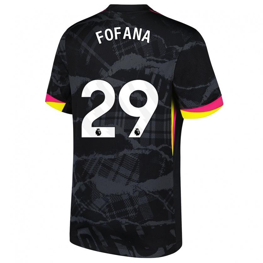 Kandiny Niño Camiseta Wesley Fofana #29 Negro Rosa Equipación Tercera 2024/25 La Camisa México