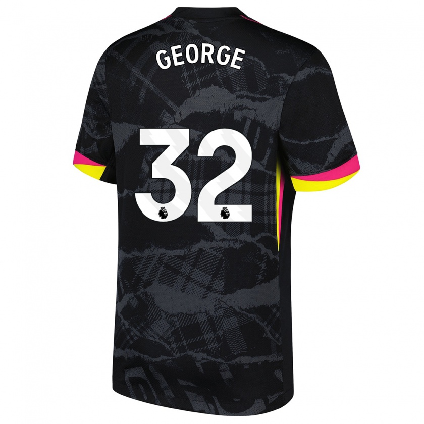 Kandiny Kinderen Tyrique George #32 Zwartroze Thuisshirt Derde Tenue 2024/25 T-Shirt