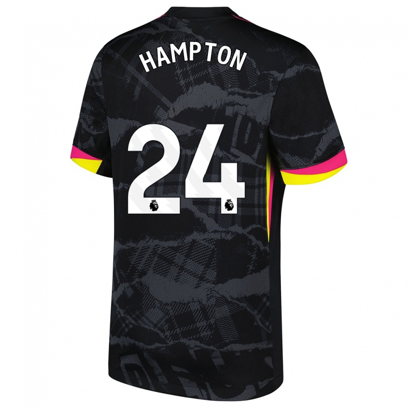 Kandiny Kinderen Hannah Hampton #24 Zwartroze Thuisshirt Derde Tenue 2024/25 T-Shirt