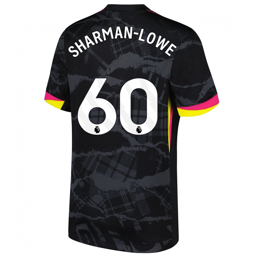 Kandiny Niño Camiseta Teddy Sharman-Lowe #60 Negro Rosa Equipación Tercera 2024/25 La Camisa