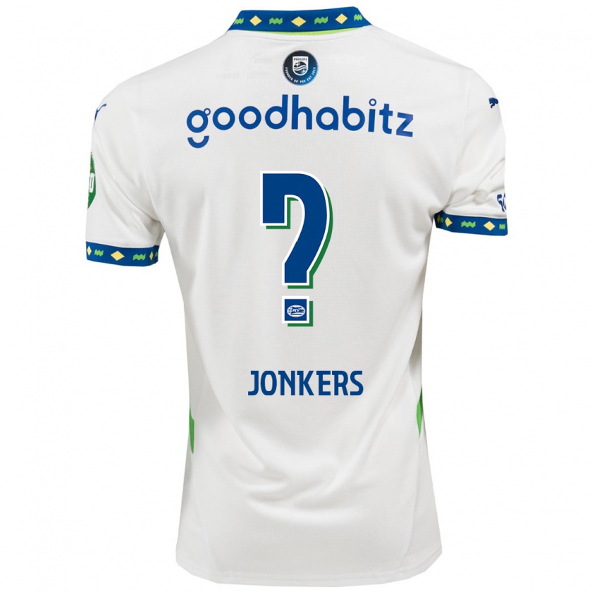 Kandiny Kinderen Brent Jonkers #0 Wit Donkerblauw Thuisshirt Derde Tenue 2024/25 T-Shirt