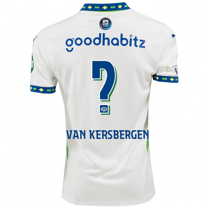 KandinyキッズSander Van Kersbergen#0ホワイト ダークブルーサードユニフォームシャツ2024/25ジャージーユニフォーム