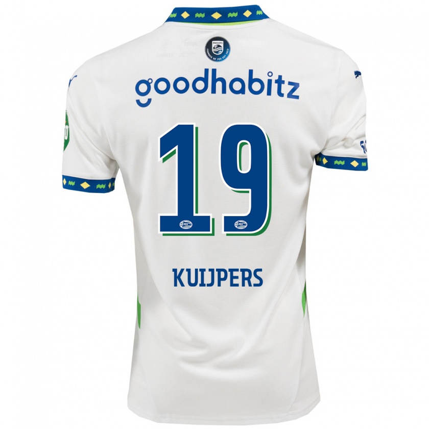 Kandiny Niño Camiseta Jeslynn Kuijpers #19 Blanco Azul Oscuro Equipación Tercera 2024/25 La Camisa