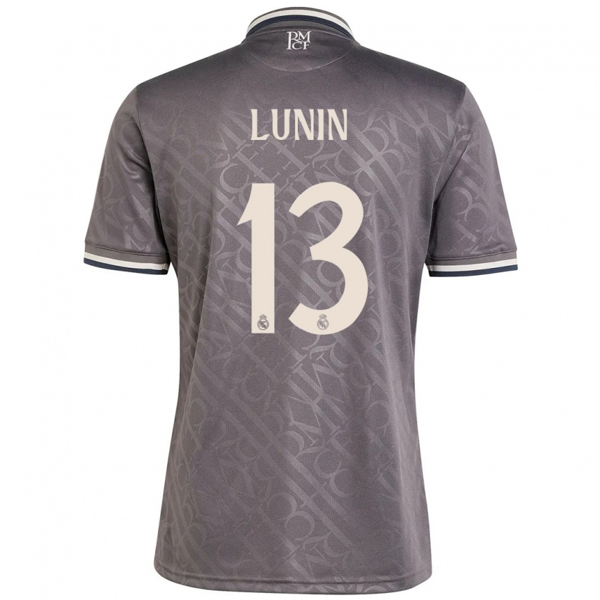 Kandiny Kinderen Andriy Lunin #13 Houtskool Thuisshirt Derde Tenue 2024/25 T-Shirt