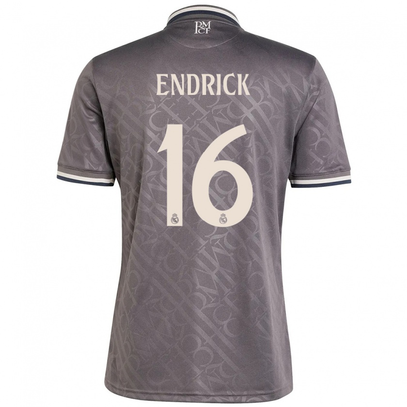 Kandiny Criança Camisola Endrick #16 Carvão Terceiro 2024/25 Camisa Brasil