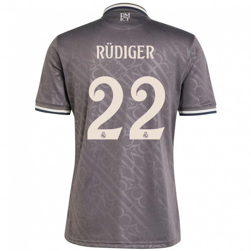 Kandiny Bambino Maglia Antonio Rüdiger #22 Antracite Kit Gara Third 2024/25 Maglietta