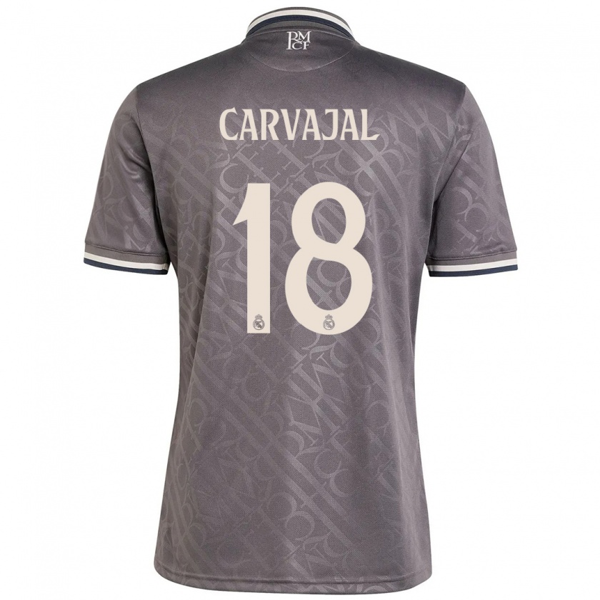 Kandiny Kinderen Ángel Carvajal #18 Houtskool Thuisshirt Derde Tenue 2024/25 T-Shirt