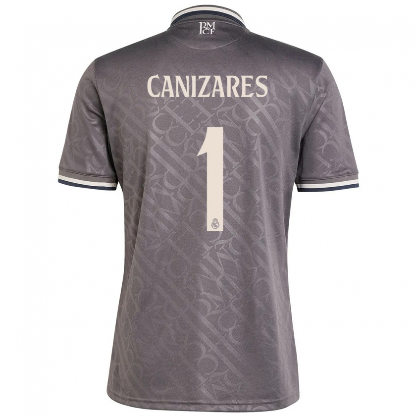 Kandiny Kinderen Lucas Cañizares #1 Houtskool Thuisshirt Derde Tenue 2024/25 T-Shirt