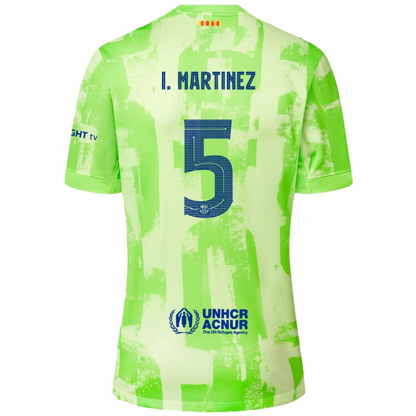 Kandiny Kinderen Iñigo Martínez #5 Limoen Thuisshirt Derde Tenue 2024/25 T-Shirt