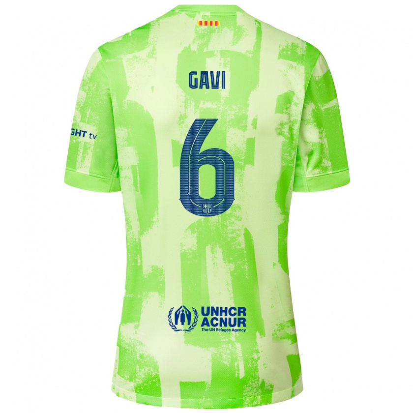 Kandiny Bambino Maglia Gavi #6 Lime Kit Gara Third 2024/25 Maglietta