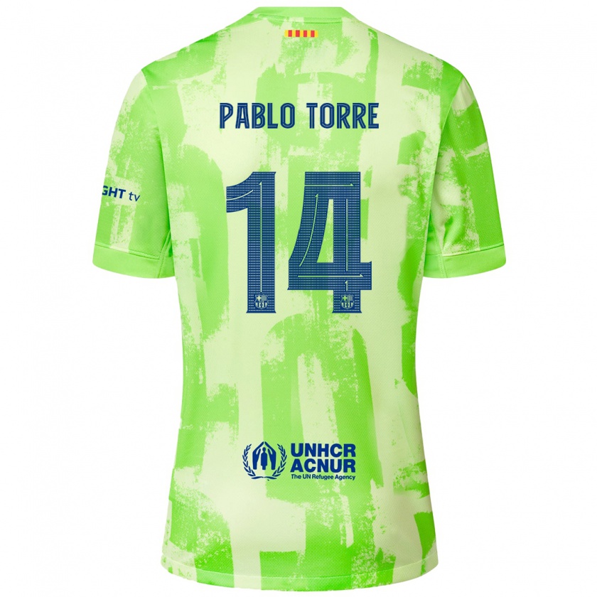 Kandiny Kinderen Pablo Torre #14 Limoen Thuisshirt Derde Tenue 2024/25 T-Shirt