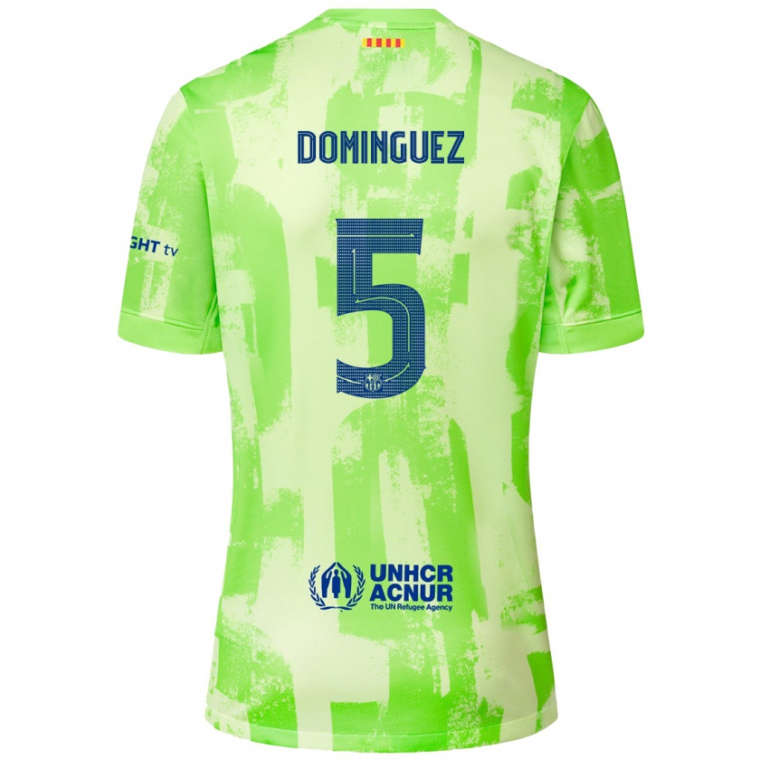 Kandiny Kinderen Sergi Domínguez #5 Limoen Thuisshirt Derde Tenue 2024/25 T-Shirt