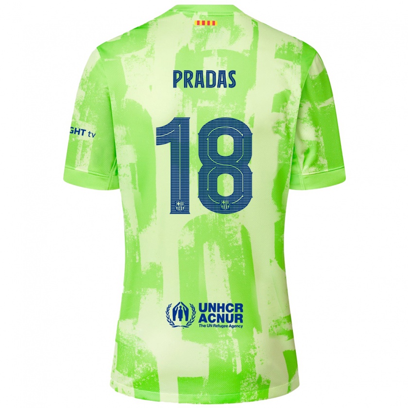 Kandiny Kinderen Arnau Pradas #18 Limoen Thuisshirt Derde Tenue 2024/25 T-Shirt