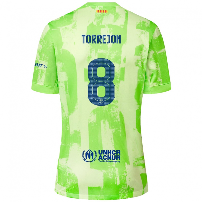 Kandiny Kinderen Marta Torrejón #8 Limoen Thuisshirt Derde Tenue 2024/25 T-Shirt