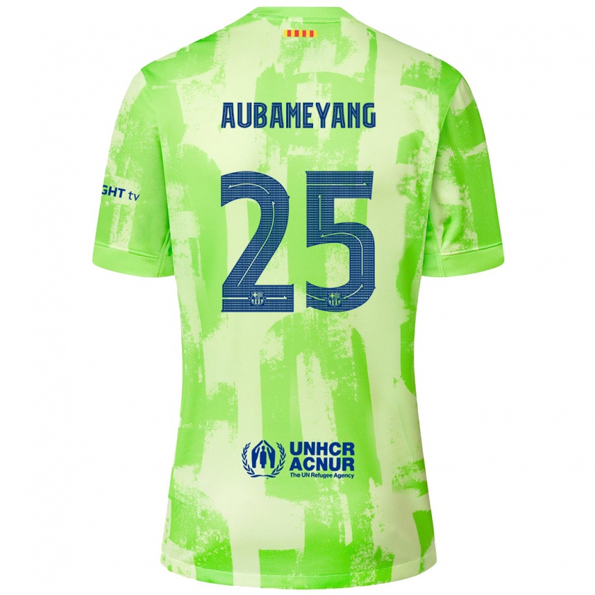 Kandiny Dzieci Pierre Emerick Aubameyang #25 Limonkowy Trzeci Komplet Koszulka 2024/25 Koszulki Klubowe