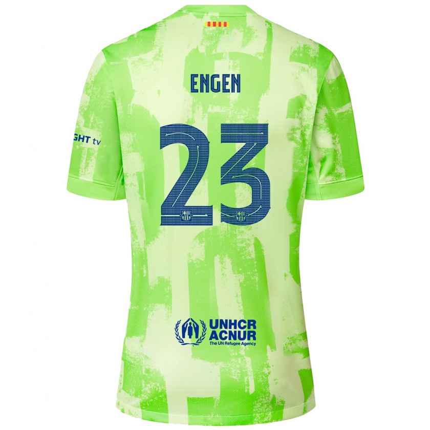 Kandiny Kinderen Ingrid Engen #23 Limoen Thuisshirt Derde Tenue 2024/25 T-Shirt