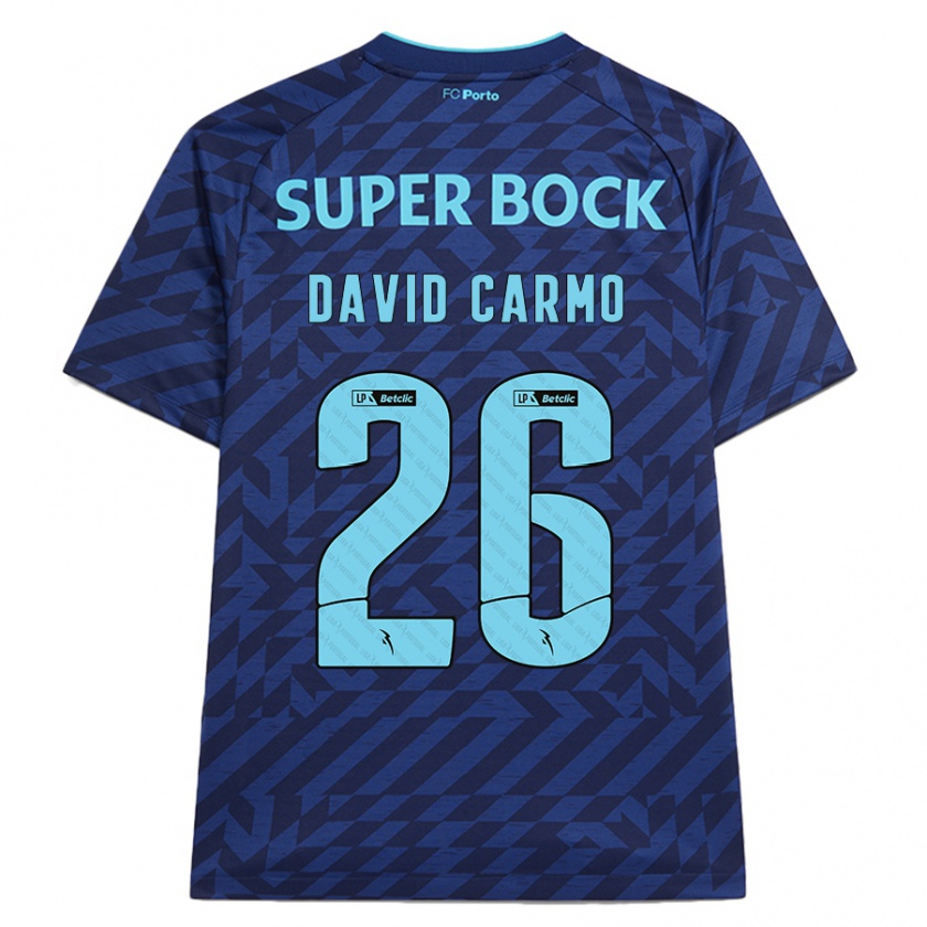 Kandiny Kinderen David Carmo #26 Marineblauw Thuisshirt Derde Tenue 2024/25 T-Shirt