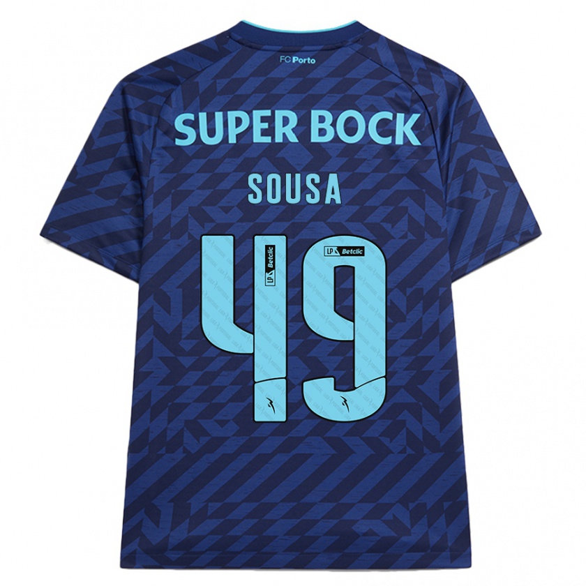 Kandiny Kinderen Gonçalo Sousa #49 Marineblauw Thuisshirt Derde Tenue 2024/25 T-Shirt