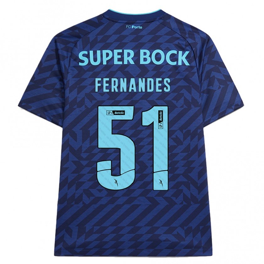 Kandiny Kinderen Diogo Fernandes #51 Marineblauw Thuisshirt Derde Tenue 2024/25 T-Shirt