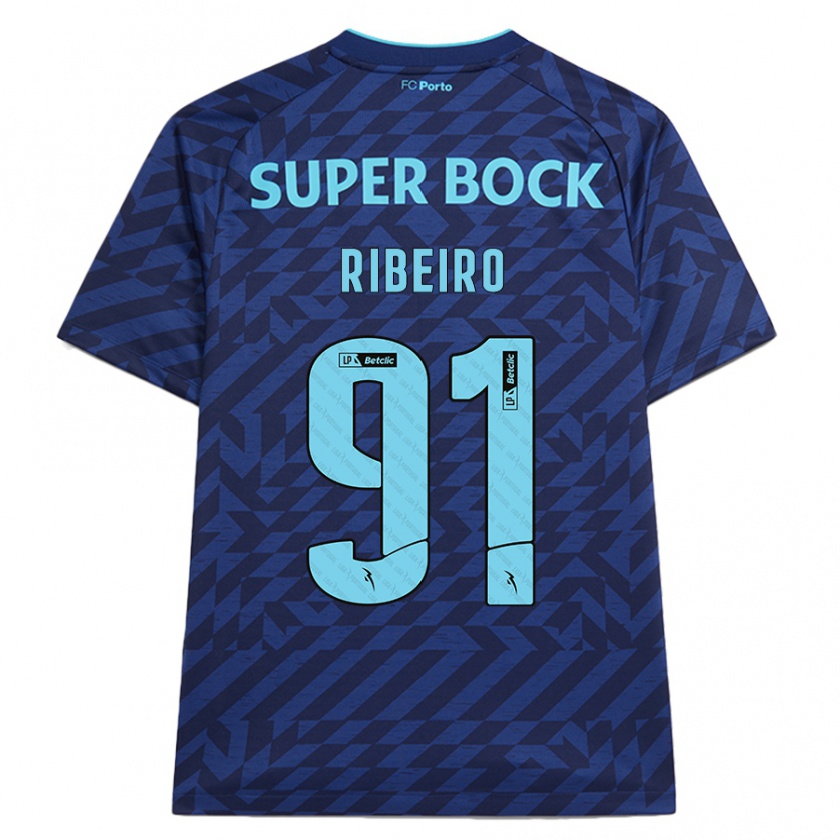 Kandiny Kinderen Gonçalo Ribeiro #91 Marineblauw Thuisshirt Derde Tenue 2024/25 T-Shirt België