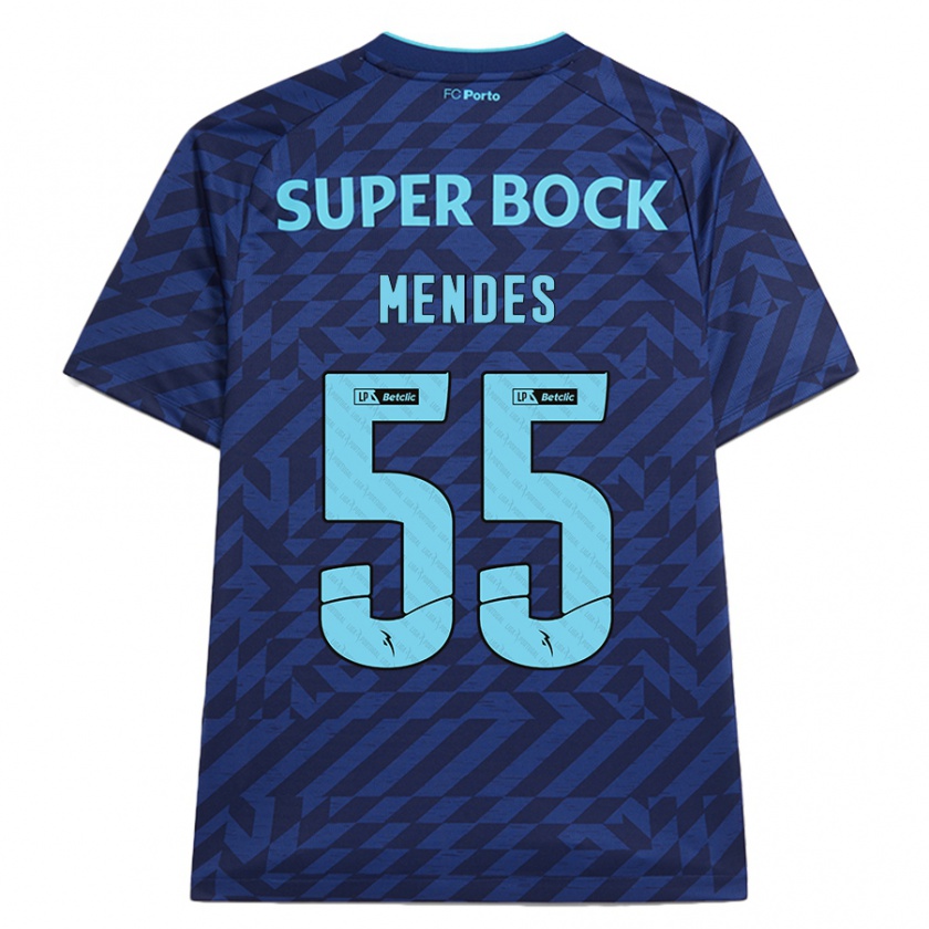 Kandiny Bambino Maglia João Mendes #55 Blu Navy Kit Gara Third 2024/25 Maglietta