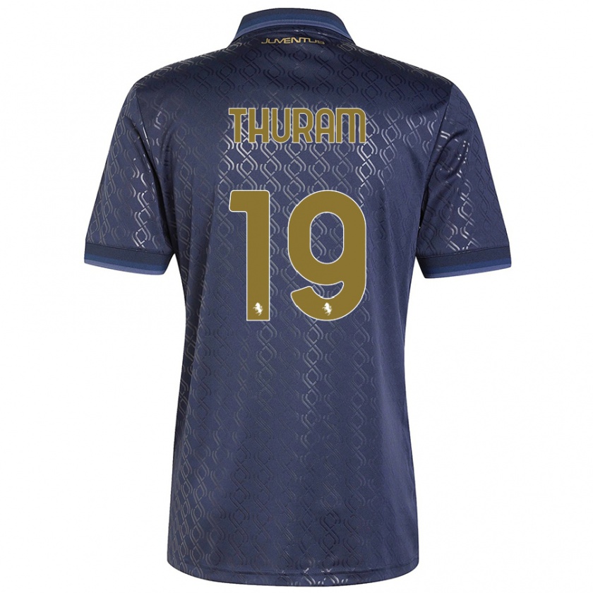 Kandiny Niño Camiseta Khéphren Thuram #19 Azul Marino Equipación Tercera 2024/25 La Camisa