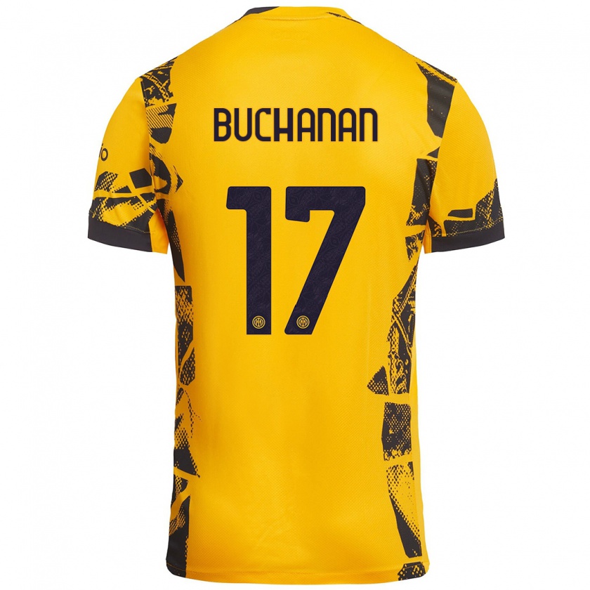 Kandiny Niño Camiseta Tajon Buchanan #17 Dorado Negro Equipación Tercera 2024/25 La Camisa