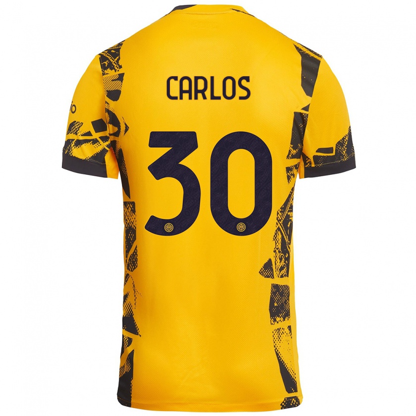 Kandiny Niño Camiseta Carlos Augusto #30 Dorado Negro Equipación Tercera 2024/25 La Camisa